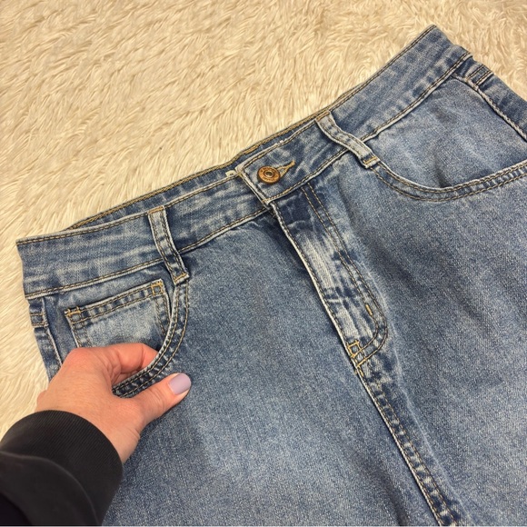 Rewash front Slit Maxi raw hem denim Skirt Vintage Reunion Size 27 - Picture 4 of 11